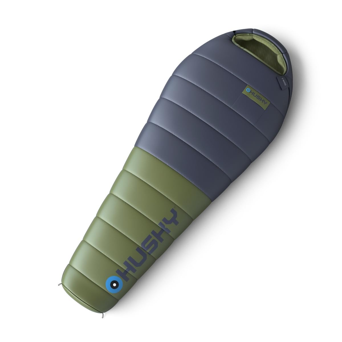 Husky Devon Ultraleicht Schlafsack 2-3 Jahreszeiten bis -5°C, Warmer Sommer Mumienschlafsack für Erwachsene, Sommerschlafsack für Camping, Trekking und Outdoor (Blau/Khaki, 220x85)