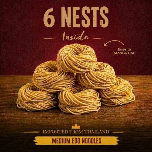 Image of Blue Dragon Medium Egg Noodles 300g (Pack of 2), Includes 6 Portioned Nests, Authentic Asian Stir Fry & Chow Mein Noodles, Imported from Thailand