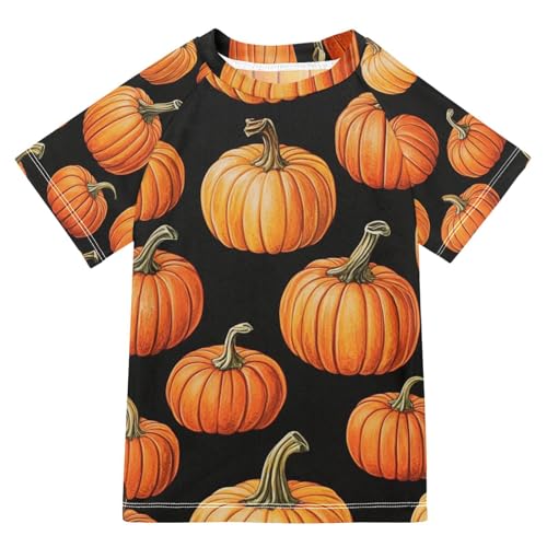 Boy Swimsuit Pumpkin Fruit Cartoon Orange Sunscreen T-Shirts Swimwear Sets UPF 50+