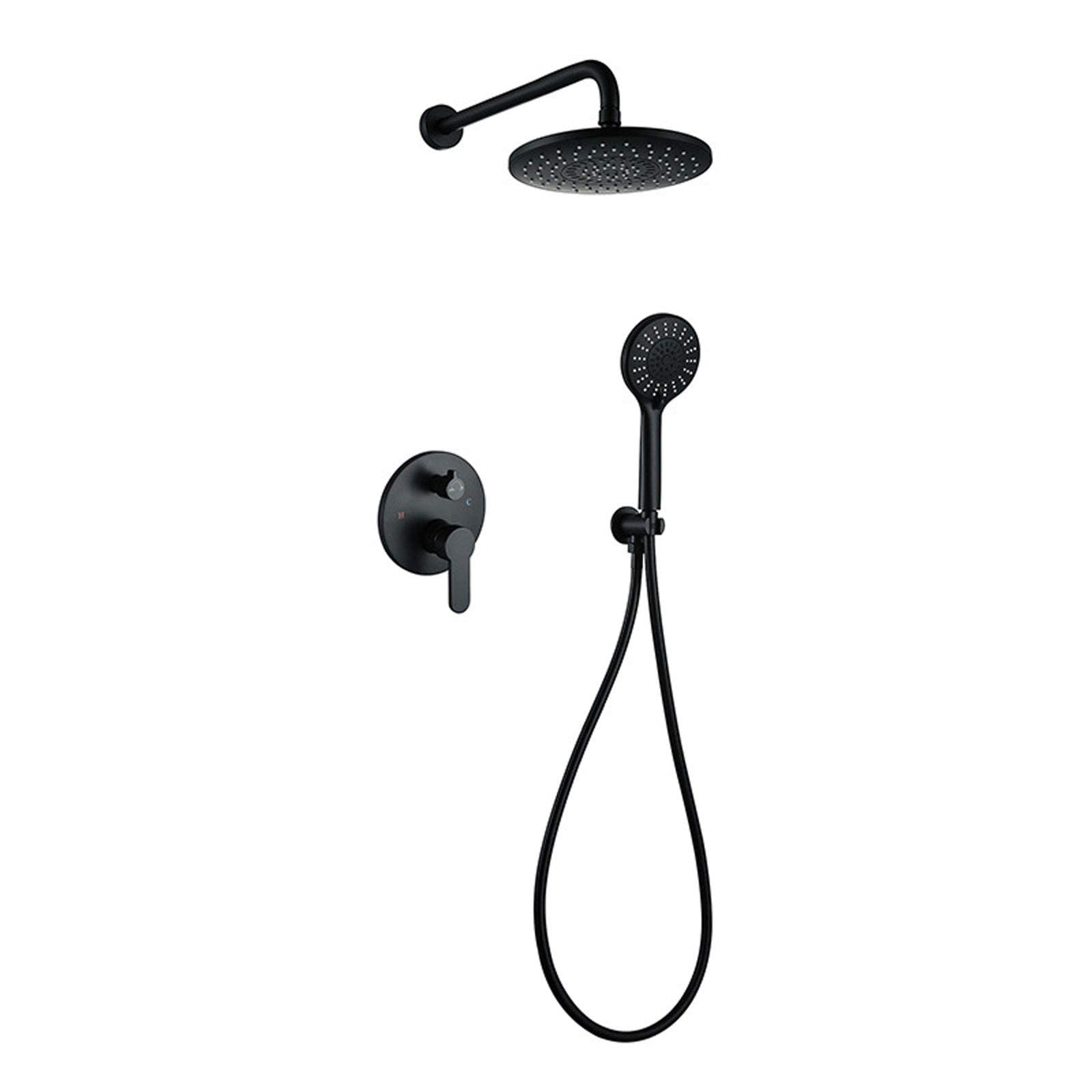 AYCDL Rainfall Shower Mixer Set Black, Shower System Valve Concealed with Anti Scald Shower Head and Hose Set, Shower Mixer Set Thermostatic for Bathroom Hotel Dorm