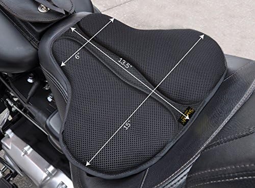 Skwoosh Classic Saddle Motorcycle Gel Seat Cushion Cooling Mesh Breathable Fabric | Accessories | Made in USA (Long)