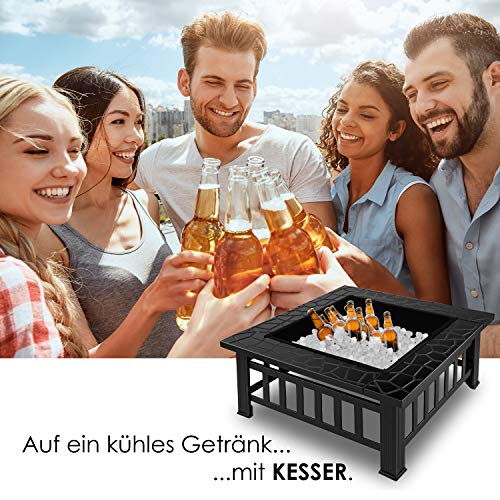 KESSER® Vuurplaats met grillrooster en grilltang, vuurschaal, 82 x 82 x 50 cm, 3-in-1 multifunctionele Fire Pit voor… - Image 6