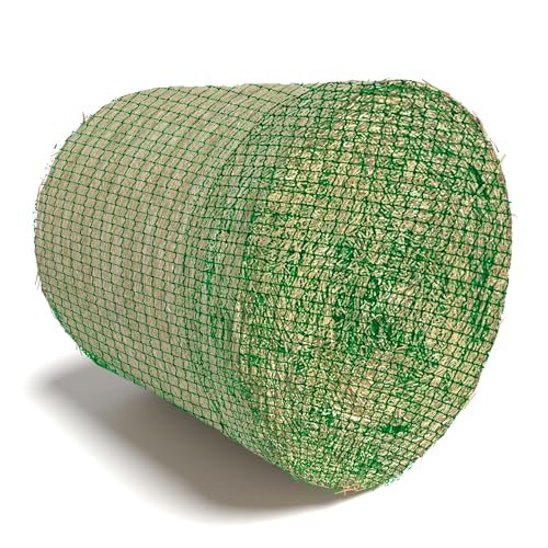 Heunetz für Rundballen,5x5ft Maschenweite 4.5x4.5cm Engmaschiges Futternetz für Pferde,Heunetz zur Artgerechten Fütterung,Rundballennetz für Heuraufe geeignet,Verlängerung der Fresszeiten (Grün)