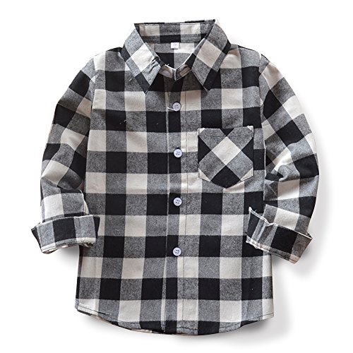 Image of Phorecys Girls' Plaid Flannel Shirt Long Sleeve Button Down Buffalo Checkered Shirt 2T-10 Years