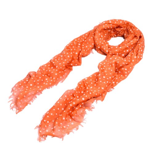 TrendsBlue Premium Long Solid Color Dolka Dot Frayed Edge Scarf2