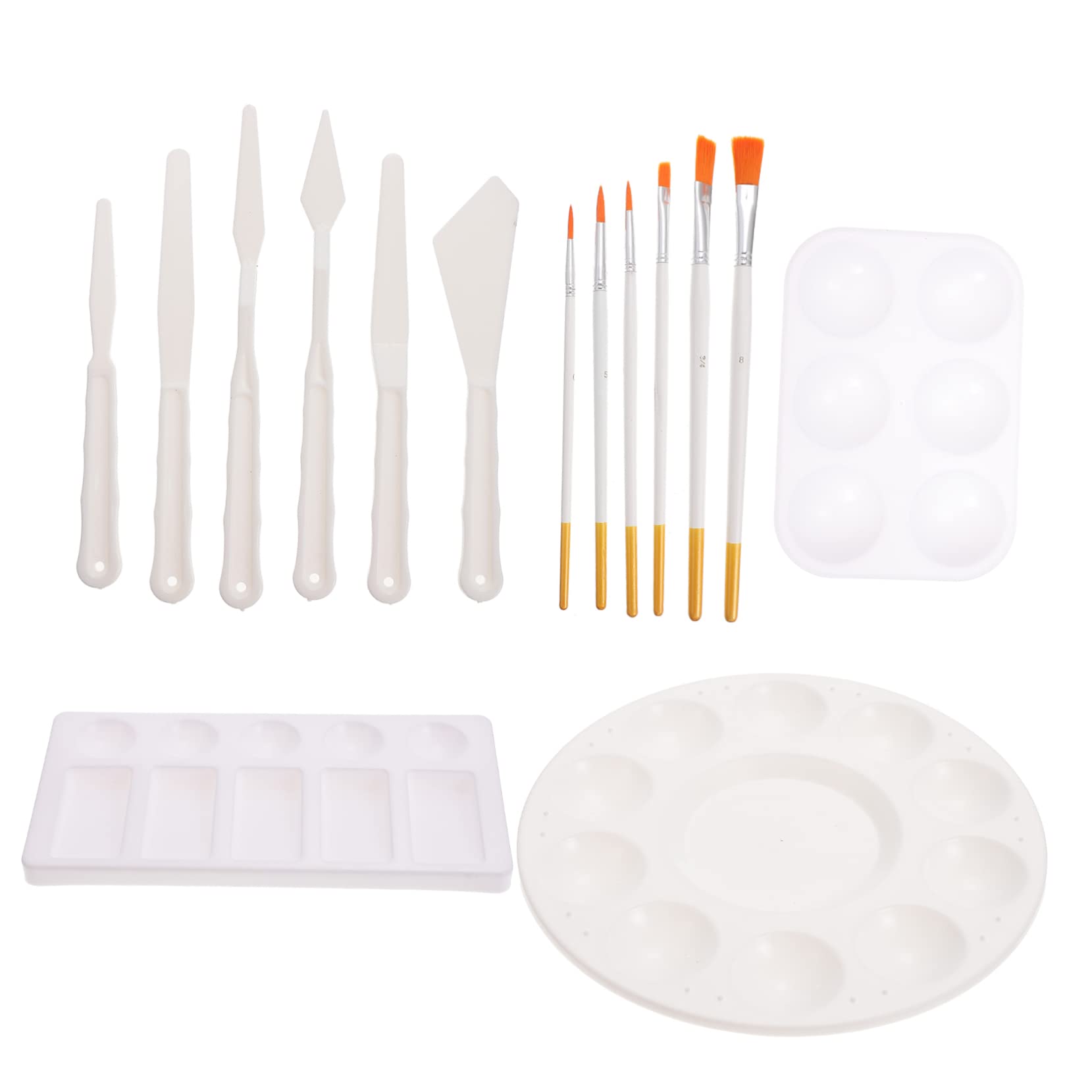 HOMSFOU Oil Painting Brush Set 6 Paintbrushes Palette Scrapers Art Supplies for Artists