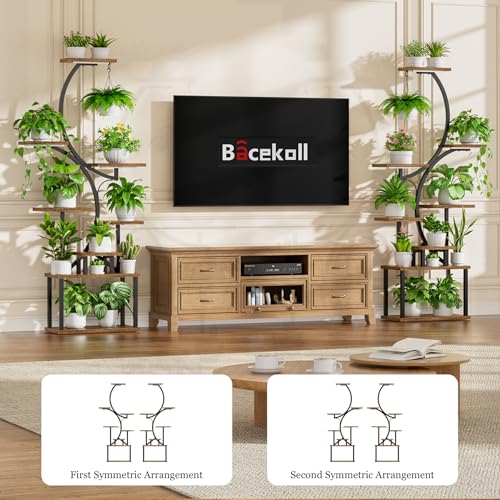 Image of BACEKOLL Plant Stand Indoor with Grow Light - 2 Pack Tall Indoor Plant Shelf, 62 inch Corner Plant Holder, 8 Tiered Large S-Shape Flower Multiple Display Shelf for Home, Office