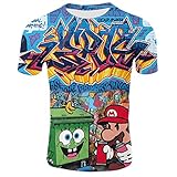 YQYGDSG Fashion Street Graffiti T-Shirt, Crazy Graffiti Cartoon Writing Printing 3D T-Shirt T01-Medium