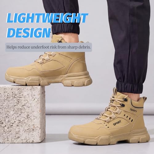 Image of Steel Toe Boots for Men Puncture Resistant Work Utility Safety Shoes