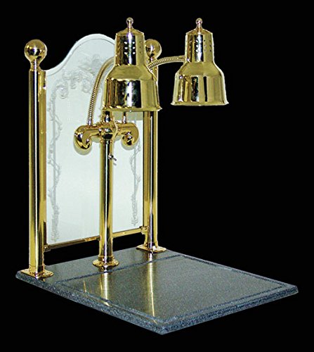 Hanson - Lámparas de calor, estación de tallado, lámpara de calor de doble bombilla, granito sintético, cortinas con acabado de latón, 20 x 24