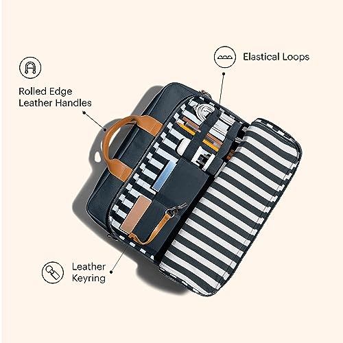 Image of DailyObjects 100% Cotton Canvas Commute Laptop Messenger Bag (19L) for Men & Women | Travel Shoulder With Trolley Sleeve | Metal Zip Closure | Leather Handles | Padded Laptop Compartment For 16 inch