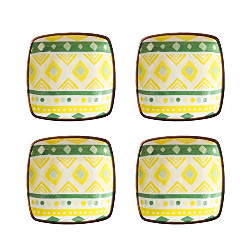 TBLOTYD Salad Plate Durable Ceramic Soy Sauce Dipping Bowls Side Dishes For Snack Sushi Fruit Appetizer Dessert 4Pcs Serving Soy Sauce Cold Dish Plate