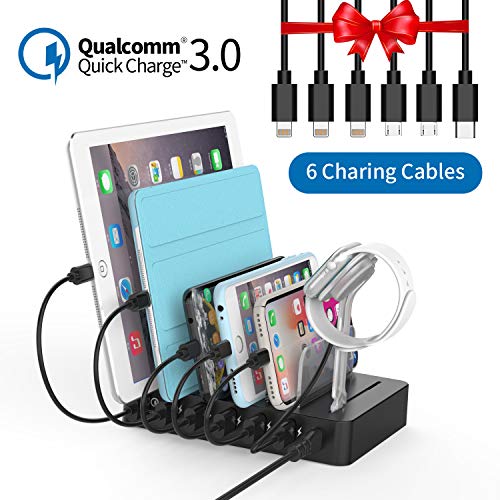 Fastest Charging Station with Quick Charge 3.0, NTONPOWER 6 Ports Charging Dock Station