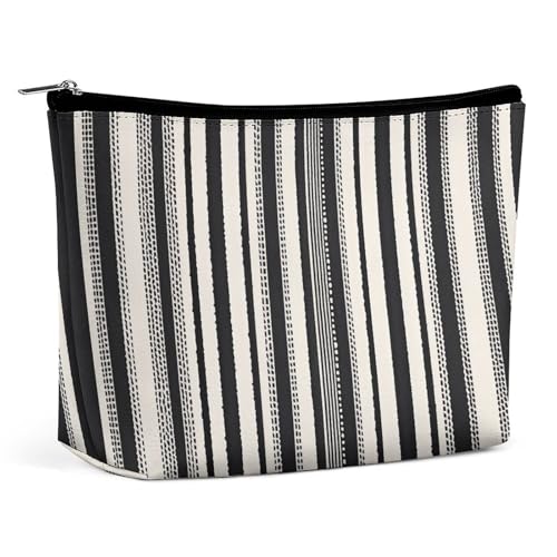 Bolsa de cosméticos, Bolsa de Maquillaje para Mujer, Bolsa de Maquillaje portátil, Estuche de Maquillaje de Rayas Blancas y Negras, Bolsa de artículos de tocador de Viaje para Accesorios de Viaje