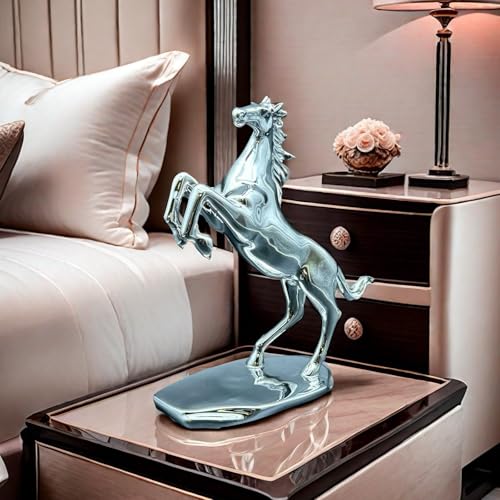Estatua decorativa de caballo plateada de resina 9.9x3.8x11 in miniatura 4