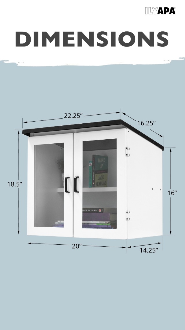 Image of Ilyapa Outdoor Library Book Box - Free Literature Exchange Kit for Outside - Little White Powder Coated Steel Box - with Easy 4x4 Post Mount - 20x14x19 Inch