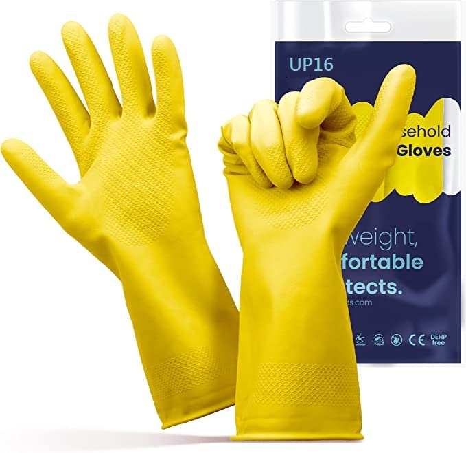 Not Available UP16 Thick and Heavy Duty Latex Rubber Gardening Gloves/Long Garden Gloves for Home Garden and Farming Work (PACK OF 3) (YELLOW) (B0B9K4FXM3) Amazon Price History, Amazon Price Tracker