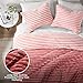 Intelligent Design Queen Comforter Set, Plush Bedding, Microfiber Reverse, 3 Piece, Lightweight, Super Soft Ribbed Velvet Comforter 2 Shams, All Season Fluffy Bed Set, Avril, Full/Queen Blush Ombre