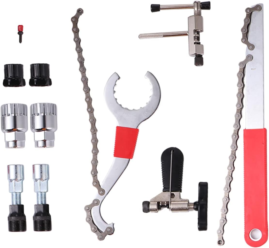 Professional Bicycle Repair Tool Kit Crank Extractor Freewheel Remover Bottom Bracket Remover Three Shaft Tool Freewheel Turner Chain Whip Chain Breaker