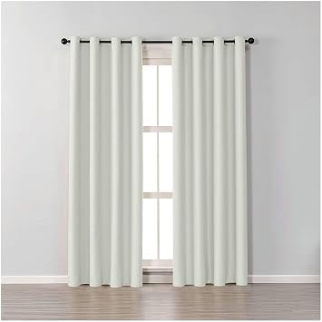 Grommet Blackout Curtains 84 Inch Length 2 Panels Set, Thermal Insulated Room Darkening Blackout Curtain in Cotton, White, 52W x 84L