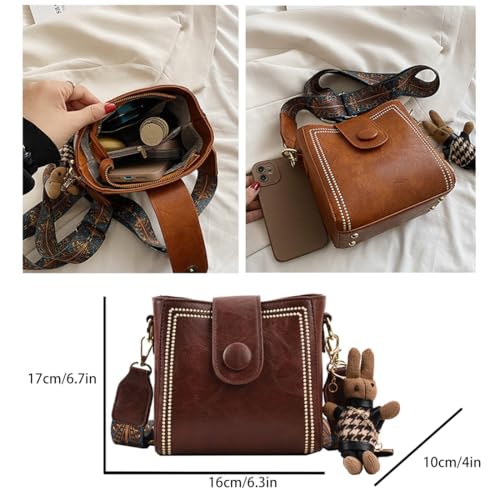 Vintage Fashion Bag with Adjustable Wider Shoulder Strap,Women's Vintage Bucket Bags,Retro Water Bucket Shoulder Bag2