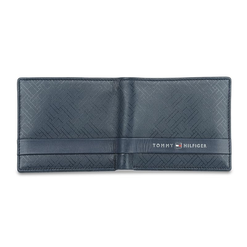Image of Tommy Hilfiger Men's Genuine Leather Passcase Wallet Berkane - Navy | High Capacity Bifold with 12 Card Slots, 2 Compartments & Id Window | Stylish Purse of Gents