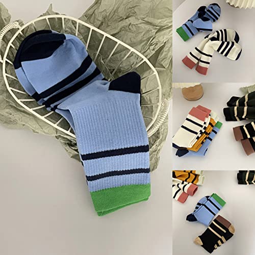 Socks,1 Pair Sports Socks Color Contrast Striped Pattern Cotton Sock for Men Women Dad Grandpa2