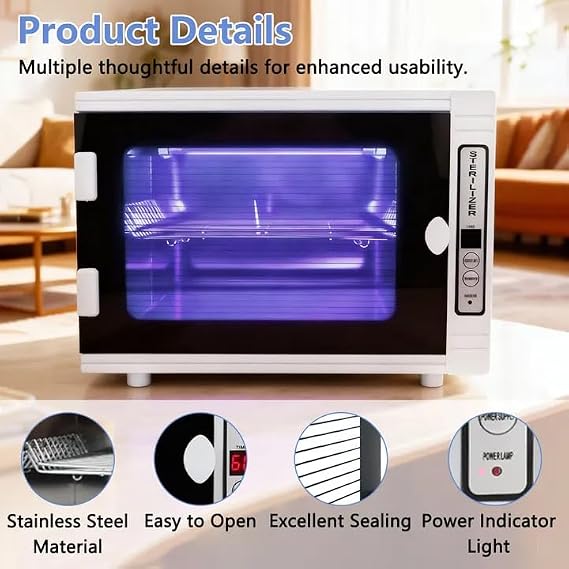 12L UV Sterilizer, UV Disinfection Cabinet with Timer & Led Display, 2 Layers Electric Nail Tool Sterilizer for Home Use, Barbers, Manicure, Beauty Salons and Spas
