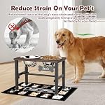 Elevated Dog Bowls with Slow Feeder & Mat for Medium and Large Dogs, 12" Tall Adjustable Wooden & Metal Raised Dog Bowl Stand, 2 Stainless Steel 58oz Bowls for Food & Water - Image 2