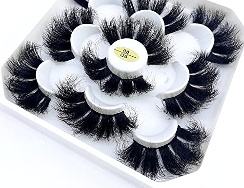 HBZGTLAD new 5 Pairs 25 mm 3d Mink Lashes Bulk Faux with Custom Natural Mink Lashes Pack Short Wholesales Natural False Eyelashes (9D-06)
