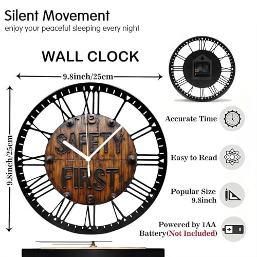 Reloj de pared metálico redondo 10 pulgadas silencioso miniatura 2