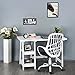 Computer Writing Desk Laptop Table Black Trestle Desk Home Office Rectangle Study Reading Desk Kids Table with 2 Removable Tiers Shelves with Hutches