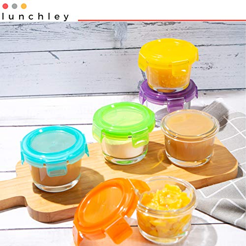 Lunchley Glass Food Storage Container 4 Oz | Set Of 12 | Small Food Jars With Airtight Bpa Free Plastic Lids | For Food Portion, Dips, Sauces & Overnight Oats | Freezer, Microwave & Dishwasher Safe #TOP7