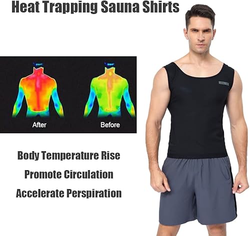 Miniatura 4 de Traje de sudor para sauna, pérdida de peso, camiseta con peso, chaleco de sauna, entrenamiento, ejercicio, gimnasio, manga corta, hombres y mujeres
