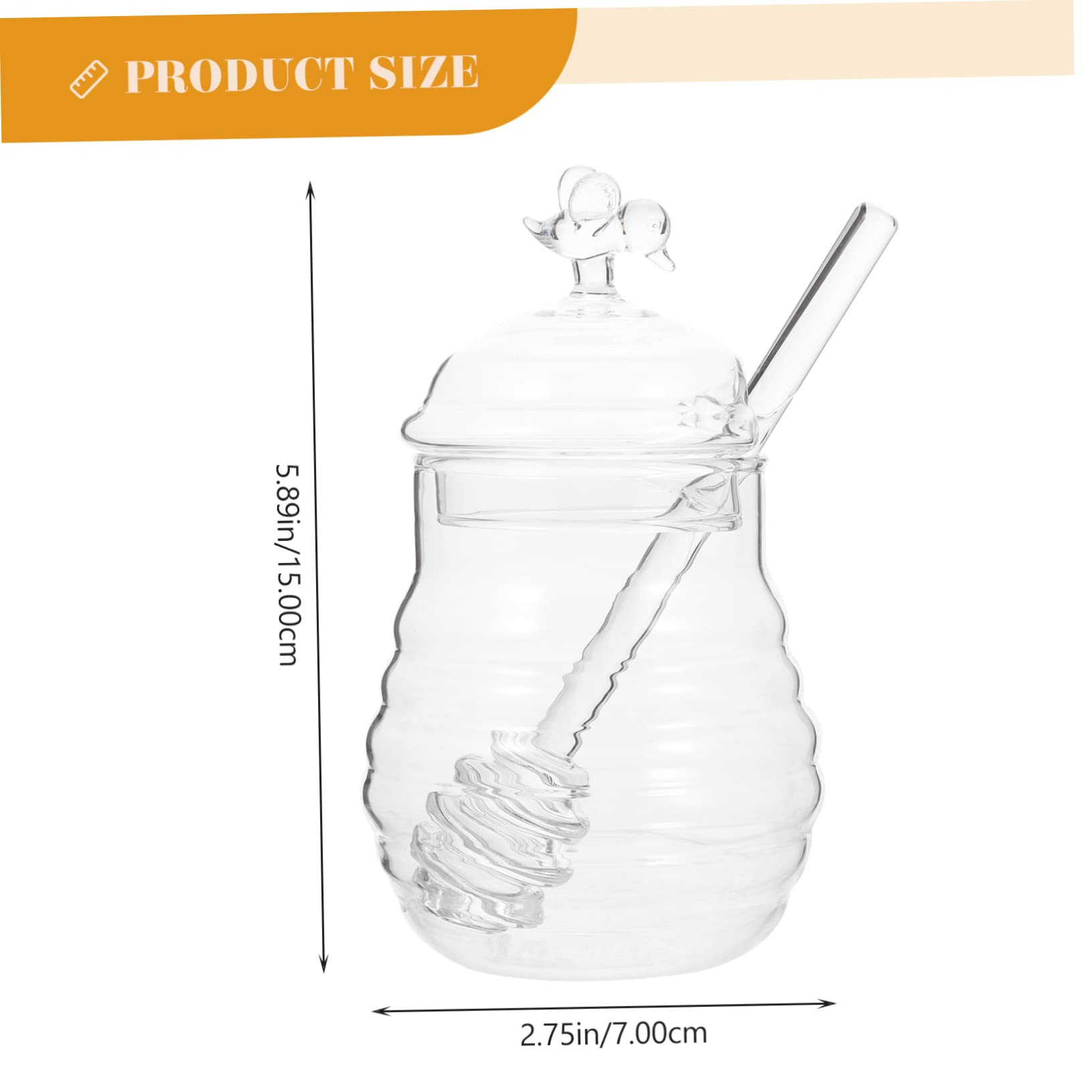 Zerodeko 1Set Clear Glass with Random Lid Style Honey Storage Container with Dipper for Household Use and Honey Pot for Kitchen and Dining