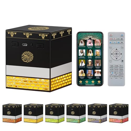 Telawah Kaaba Quran Speaker with Remote Control for 114 Quran Surahs, Night Light MP3 Music Player with 18 Reciters and 16 Translations