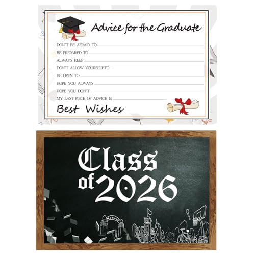 Image of Graduation Wish Cards - 50PCs High School or College Graduation Advice Cards Supplies 2026 Decorations Grad Celebration Party Supplies for High School /College /Senior School