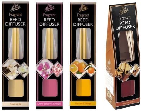 Set Of 4 PanAroma Reed Diffusers 50ML Vanilla Cherry Blossom Cinnamon Orange