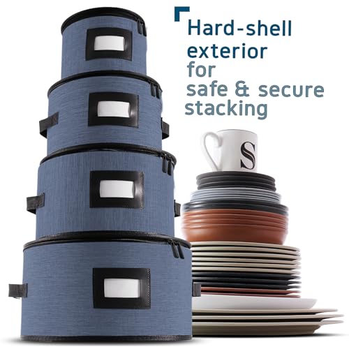 Image of Hearth & Harbor Fine China Storage Containers Hard Shell 5 Piece Set, Blue