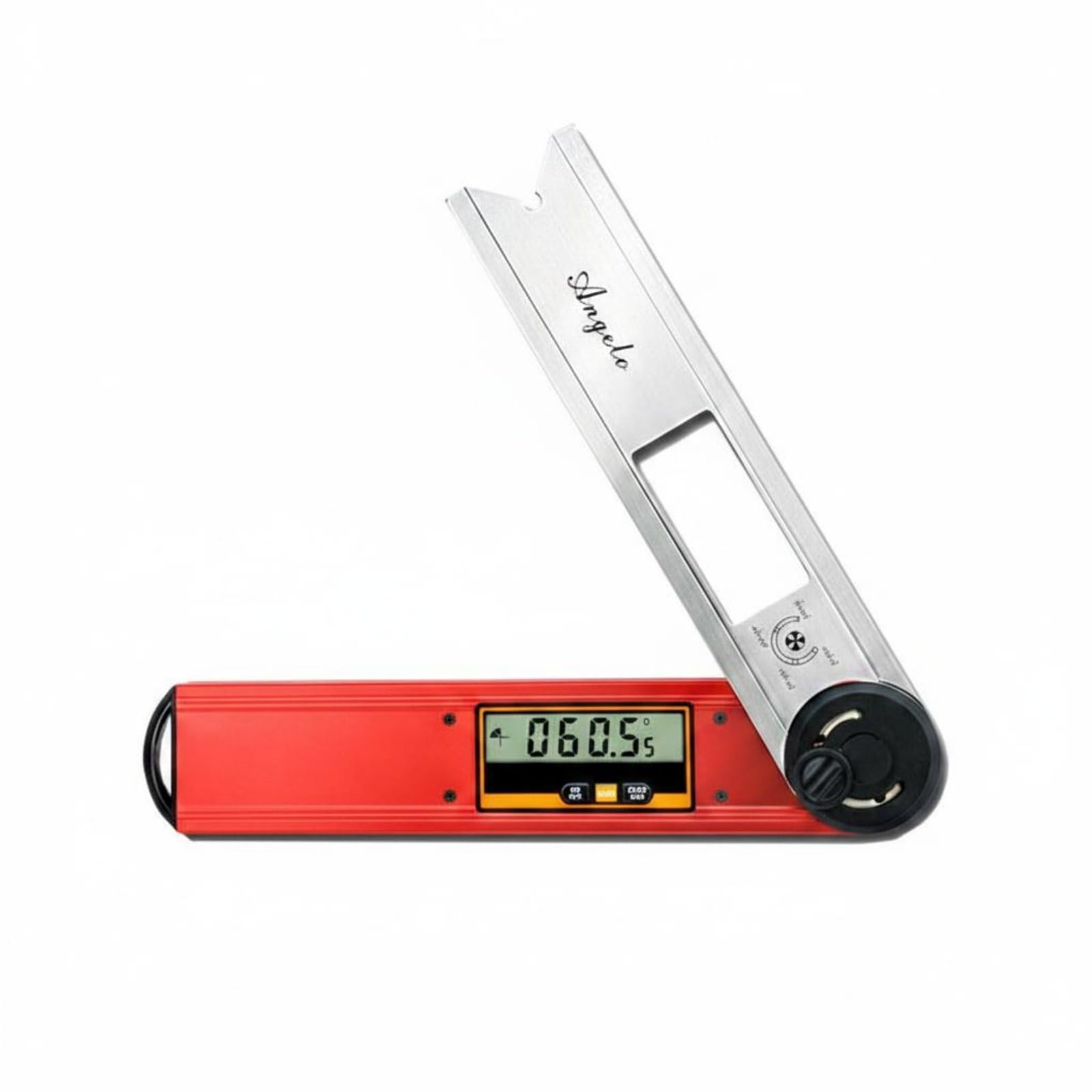 Almencla Medidor de Ángulo Digital Goniómetro Regla Transportador con Resolución 005° Inversión Automática de Dígitos Brazo de Acero Inoxidable Cuerpo de , Rojo , Ace-360h