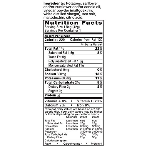Image of Kettle Brand Potato Chips, Sea Salt and Vinegar, Single-Serve 1.5 Ounce (Pack of 64)