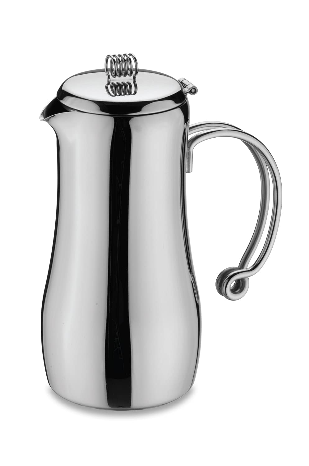 Café Stal Elements Stylish 18/10 Stainless Steel Coffee Pot with Cool Touch Wire Handles, Mirror Polished, 28oz