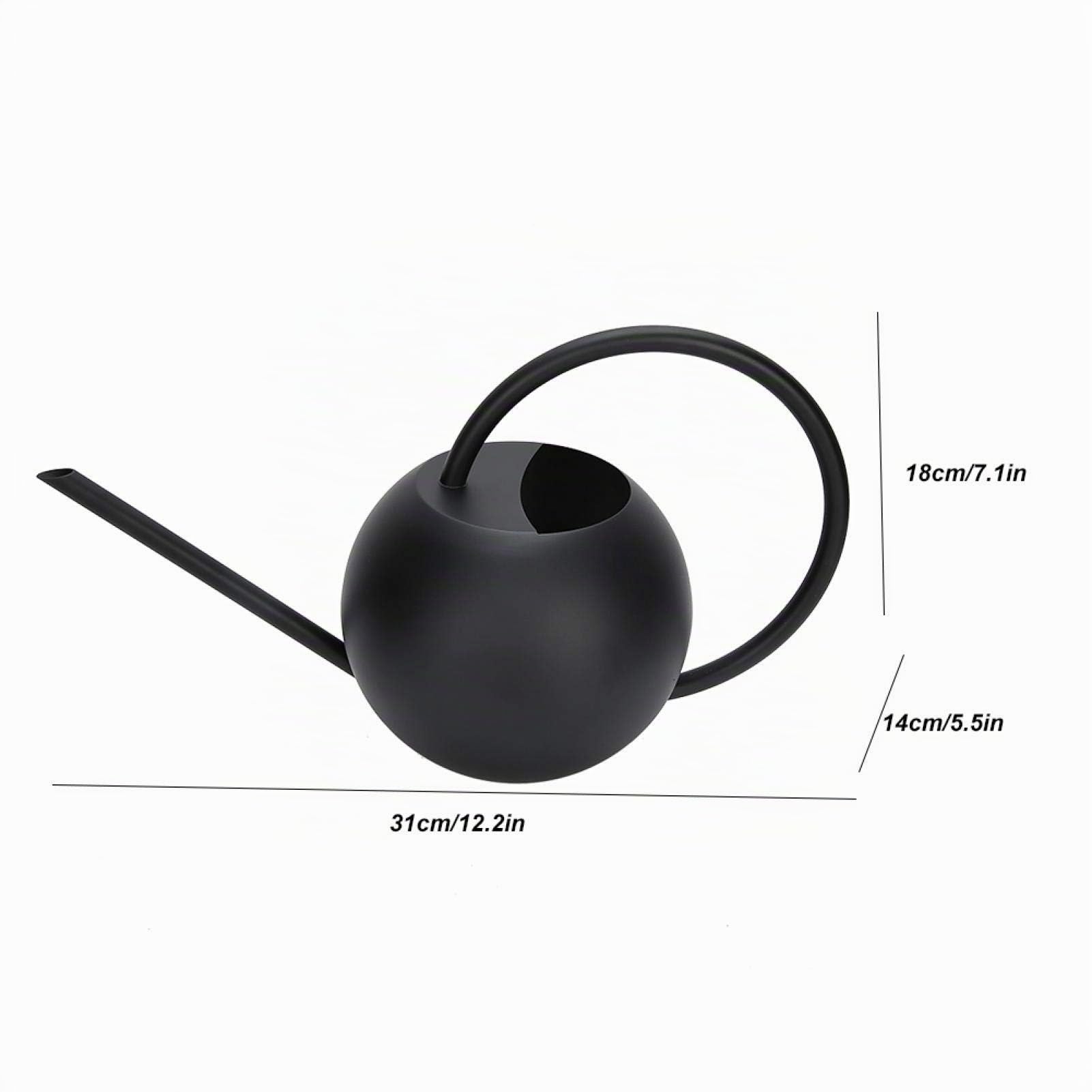 Long Spout Annaffiatoio in acciaio inox, 1 l, nero, per piante da interno ed esterno, superficie spazzolata con beccuccio di precisione