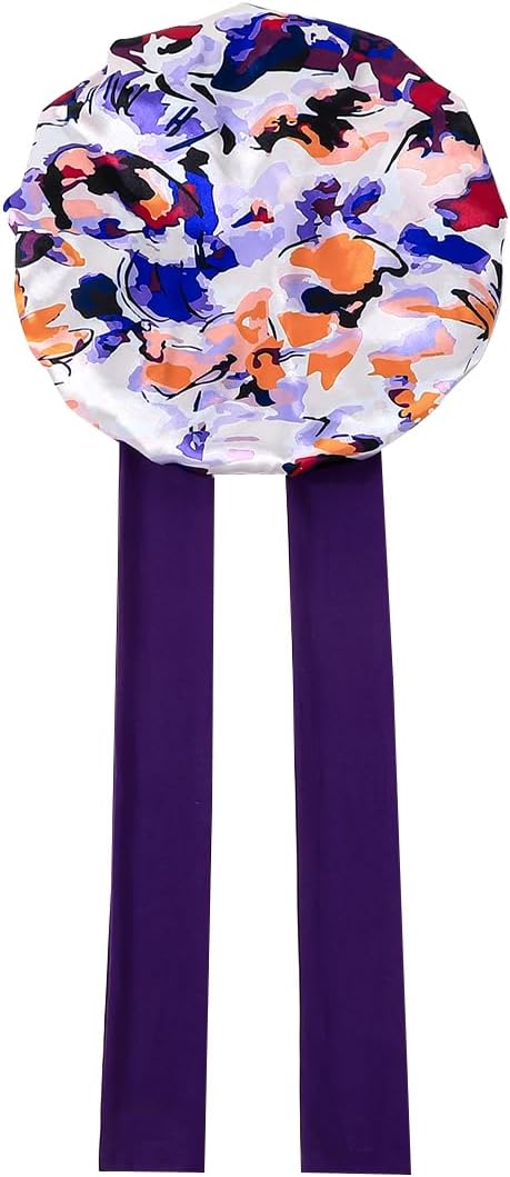 GDTOGRT Satin Silk Bonnet for Sleeping Women - Double Layer Sleep Hair Bonnets Caps for Curly Braid Hair with Tie Band - Image 8