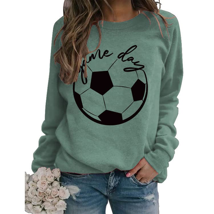 GIKHOUE Women's Sweatshirt Game Day Letter Print Soccer Long Sleeve Crew Neck Casual Tops Graphic...