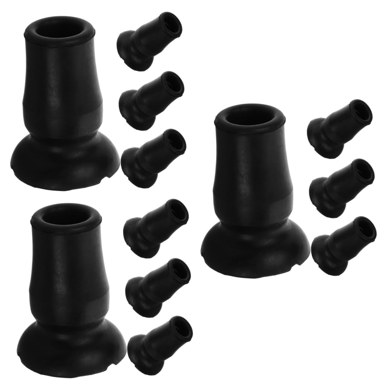 Beavorty 3sets Trekking Pole Tip Protectors Walking Stick Tips Rubber End Covers Anti-Slip 4pcs*3