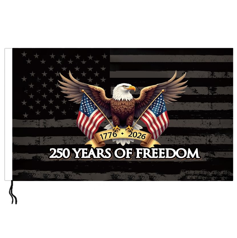 MAGJIUKE 250 Years of Freedom American Motorcycle Flag 1776-2026 Patriotic Eagle Design Double-Sided 6 x 9 Inch Polyester Biker Luggage Rack Banner