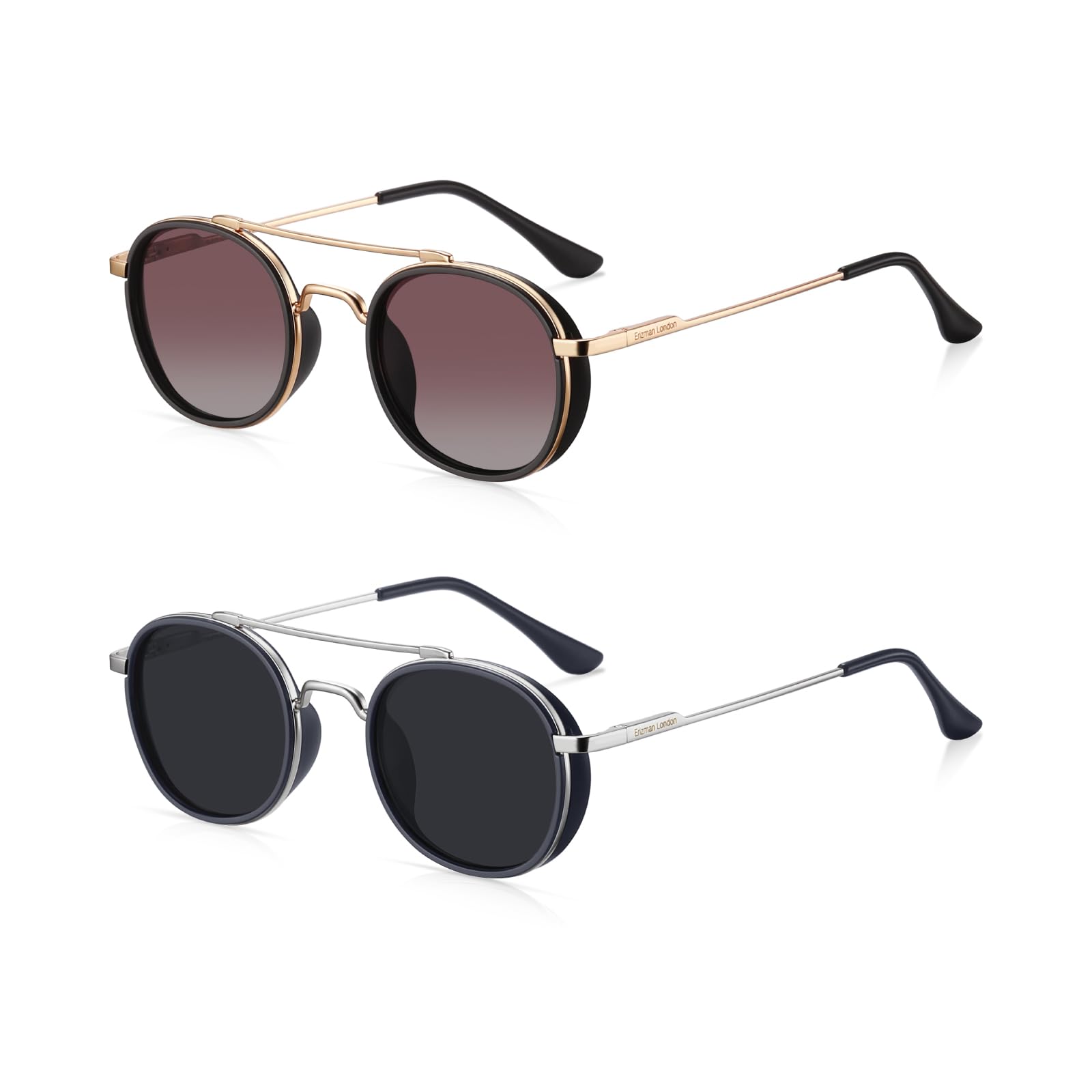 Erizman London 2 Pcs Couple Driving Sunglass Gift Set: EL97R Genuine UV400 HD Polarized Shades | Men Women Unisex