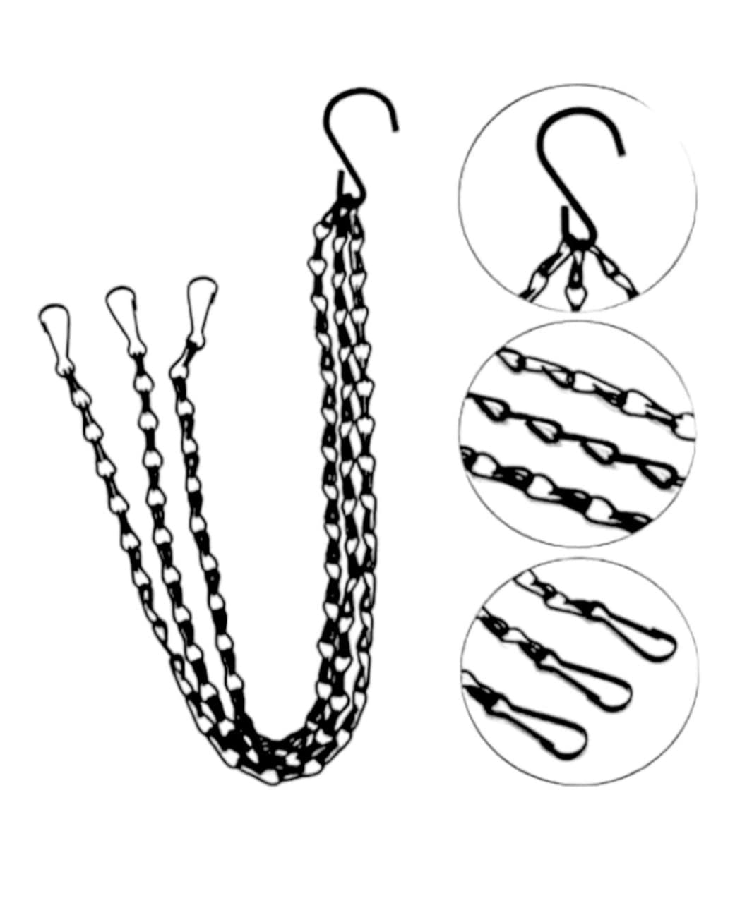 BAHAREE 3 Legs Metal S-Hook Type Chain for Hanging Pots, Black, 18 Inches (Pack of 5) (B0BVWFK5KH) Amazon Price History, Amazon Price Tracker
