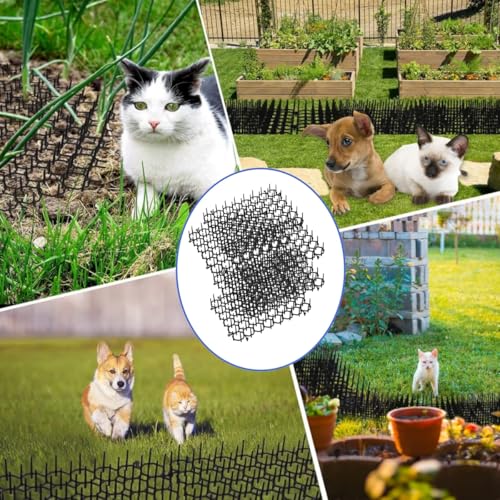 JFangZHZH Dornengitter Gegen Katzen,6 Stücke Katzenabwehr Matte,für Garten Anti Katzen Matte Katzenschutz für Innenund Außengärte,Dornengitter Tier-Barriere,20x15cm